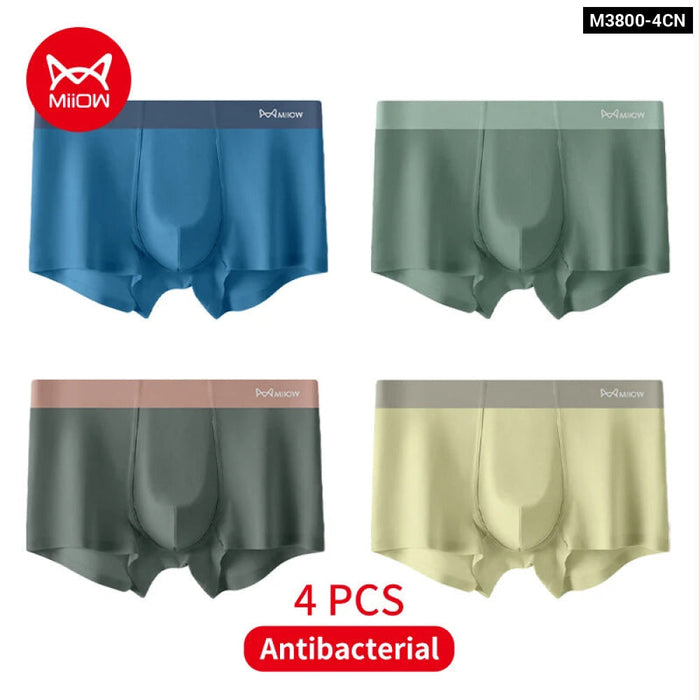 4 Piece Silky Antibacterial Mens Boxer Shorts