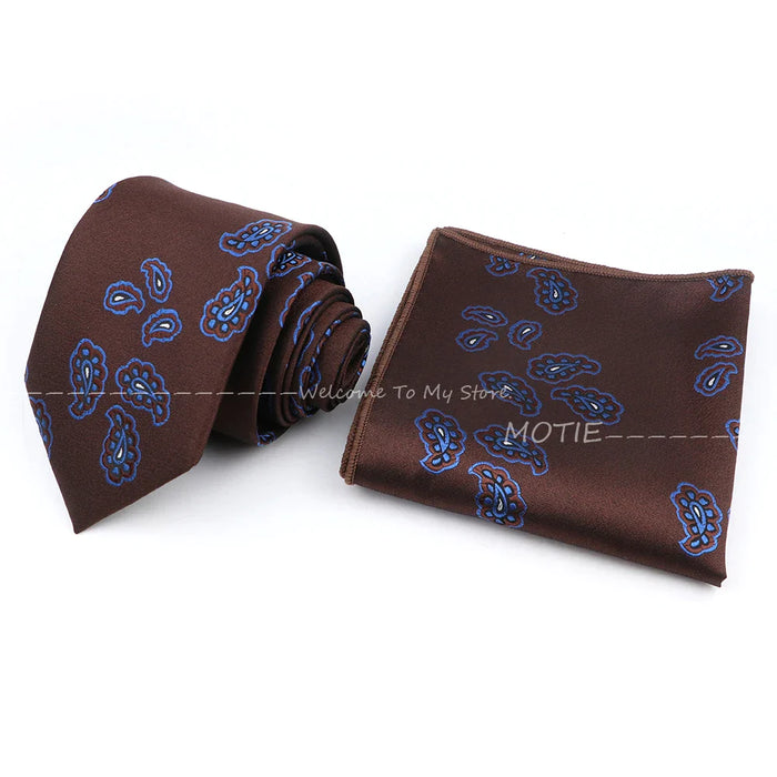 Brown Ties And Pocket Square Set For Weddings And Daily Wear