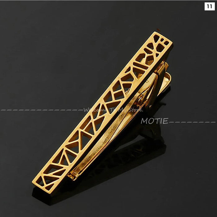 Golden Black Necktie Clip Classic Mens Accessory