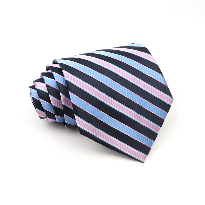 Blue Striped Polyester Tie For Men For Business Weddings And Daily Wear