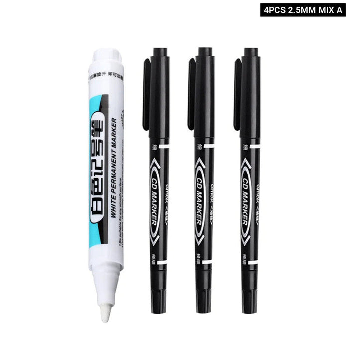 White Permanent Paint Pen Set For Multiple Surfaces 0.7Mm Tip