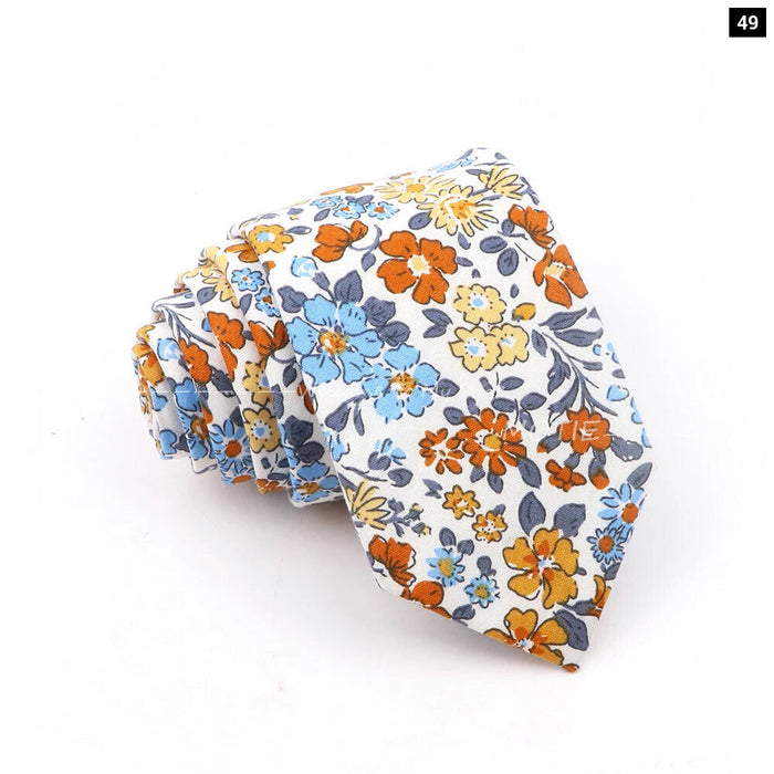 Blue Floral Cotton Ties For Weddings Business And Daily Wear