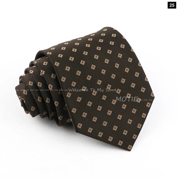 Brown Striped Mens Necktie For Weddings Parties And Daily Wear