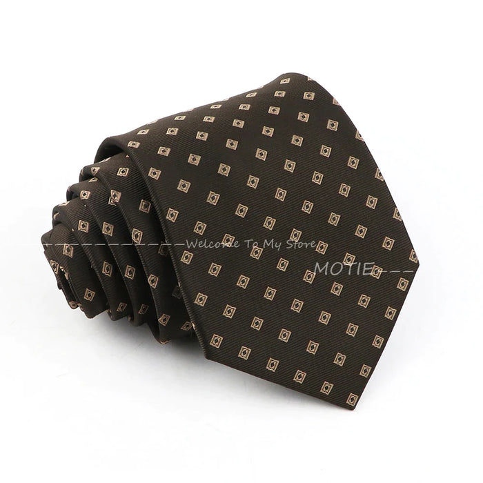 Brown Striped Mens Necktie For Weddings Parties And Daily Wear