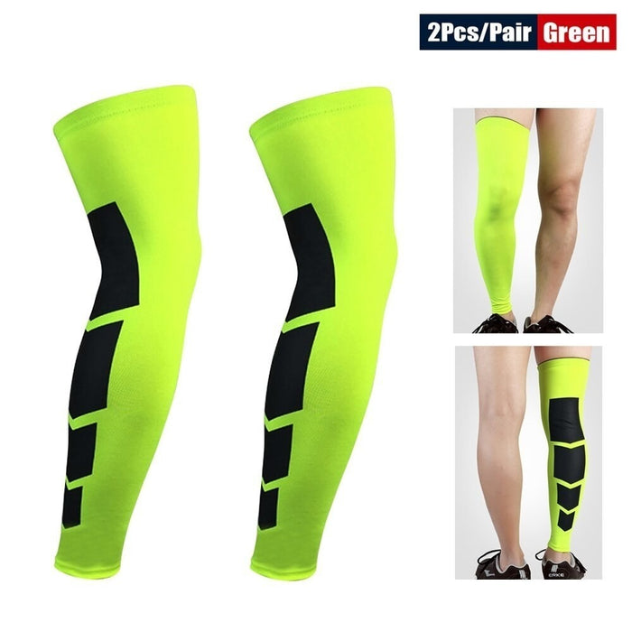 Anti-slip Calf & Shin Splint Sports Compression Long Leg Sleeves For Cycling Running