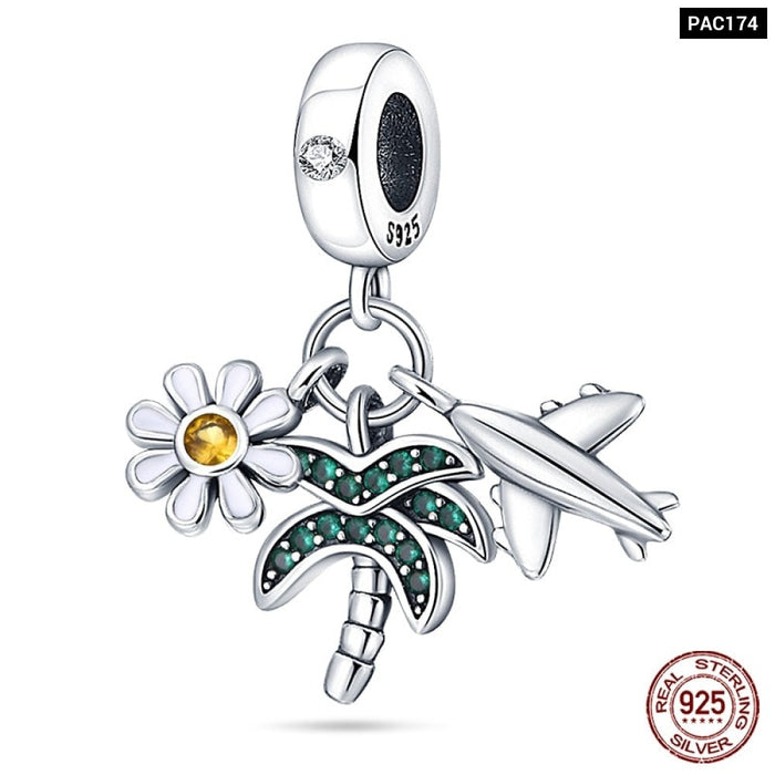 Fit Pandora 925 Original Bracelet 925 Sterling Silver Flower Bird Series Charms Beads For Women DIY Jewelrys Making