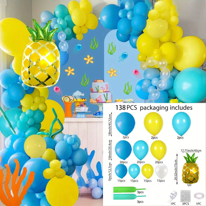 137Pcs Tropical Sea Theme Balloon Garland Arch Set For Birthday Party Indoor Background Wall Activities Celebration Party