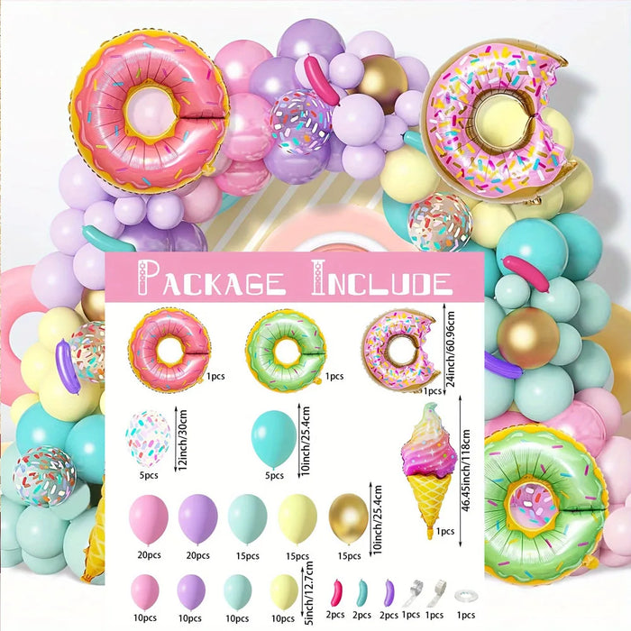 133Pcs Donut Themed Balloon Wreath Arch Kit For Wedding Birthday Parties Anniversary Event Celebration Decoration Supplies