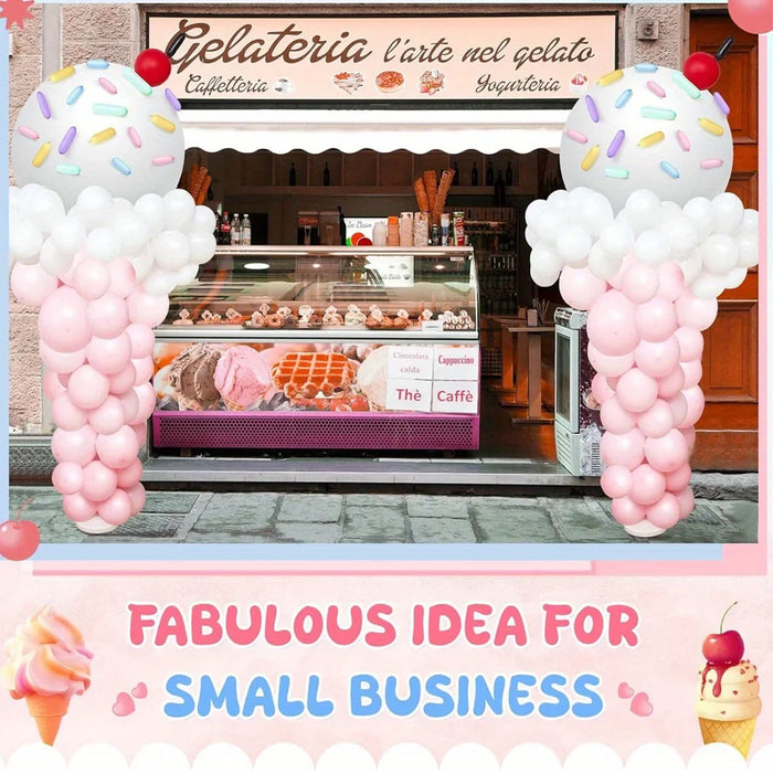156Pcs Ice Cream Balloon Column Set Suitable For Birthdays Anniversaries Princess Theme Decoration Dessert Shop Opening Etc