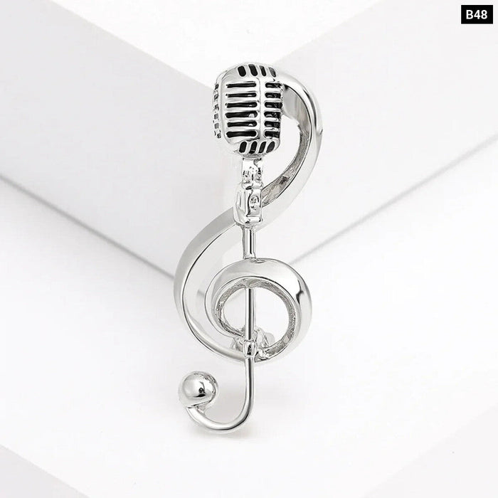 Microphone Music Note Enamel Pin Fashion Brooch For Women