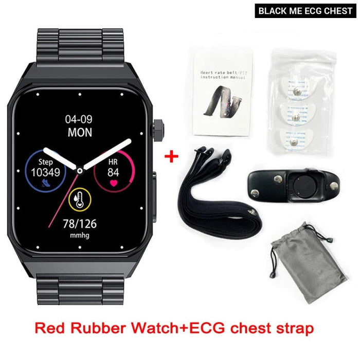 Mens 1.9Inch Heart Rateblood Glucose Pressure Oxygen Body Temperature Monitor Smartwatch