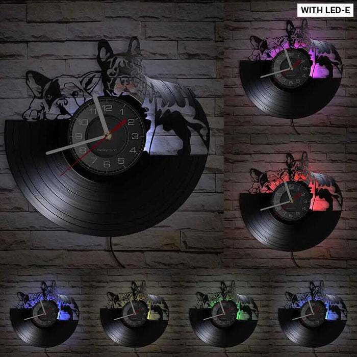 French Bulldog Vinyl Record Clock