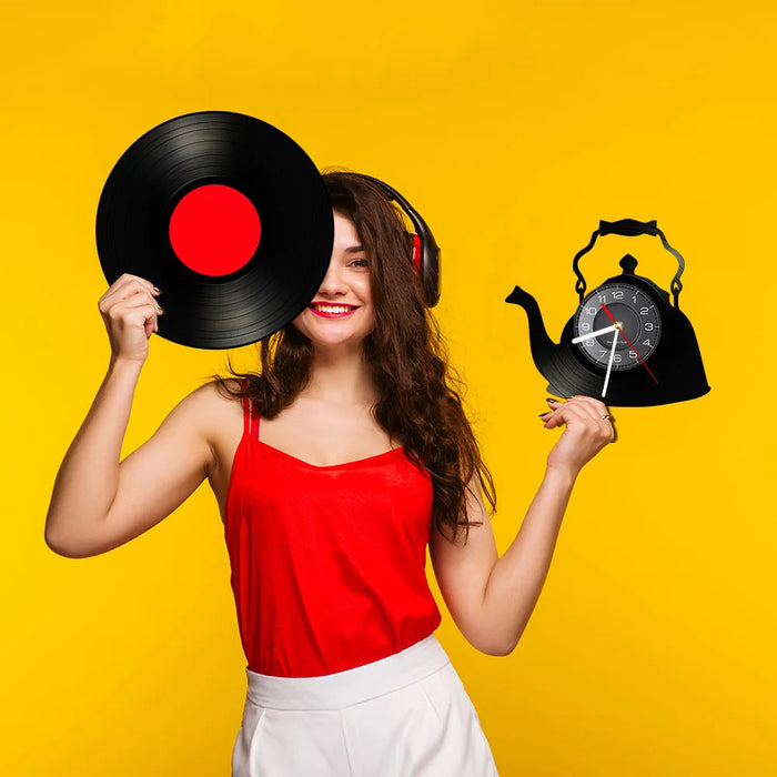 Teapot Vinyl Record Wall Clock