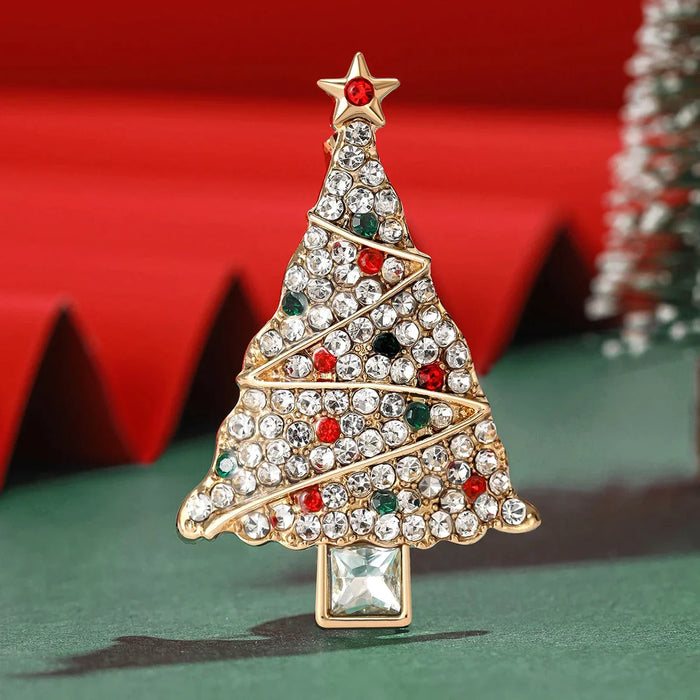 Christmas Tree Rhinestone Brooch