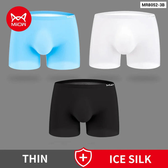 3 Piece Antibacterial Ice Silk Boxer Set For Men