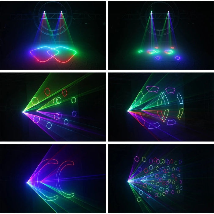 1W 2W DMX RGB Ilda Animation Laser Projector Scanner Professional Stage Lighting DJ Disco Bar Club Party Wedding Effect