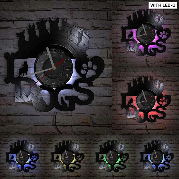 Dog Lovers Vinyl Record Wall Clock