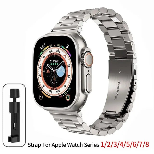 Stainless Steel Strap For Apple Watch Band 40Mm 44Mm 45Mm 49Mm Metal Bracelet For Iwatch Series 9 8 7 6 5