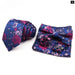 Graceful Floral Tie Set Purple Blue Pocket Square