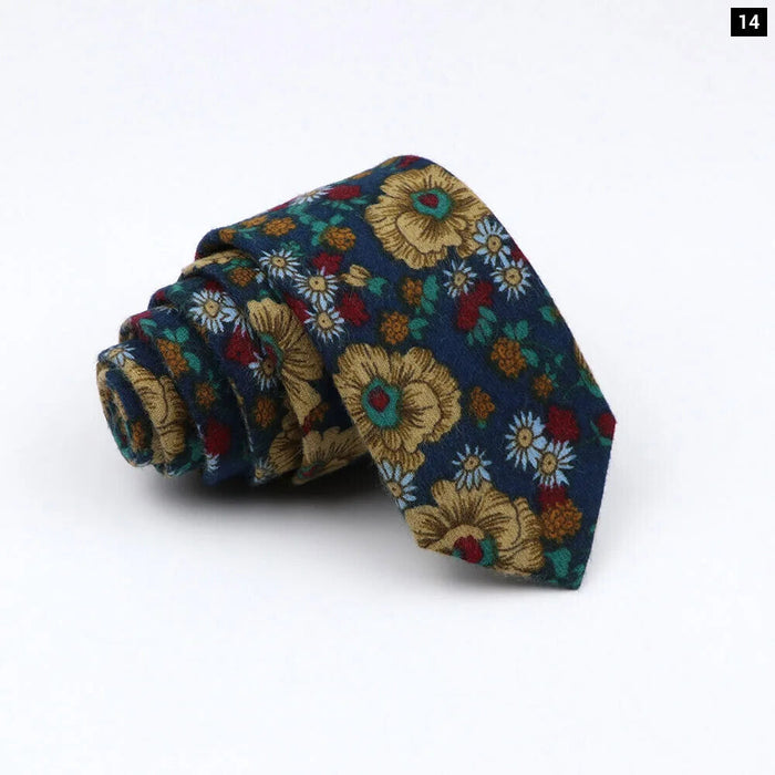 Handmade 6Cm Mens Ties Classic Cotton Necktie For Weddings And Casual Wear Bird And Flower Print Gift