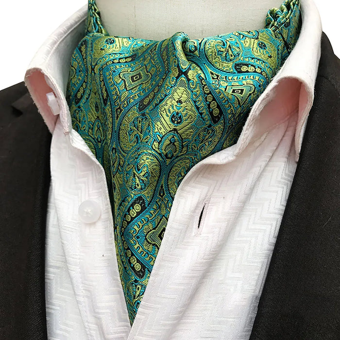 British Gentleman Tie Set Jacquard Paisley Cashew Cravat Ascot Scrunch For Weddings