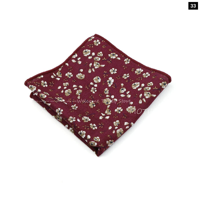 Wedding Suit Pocket Square Cotton Flower Hankerchief For Men Gift