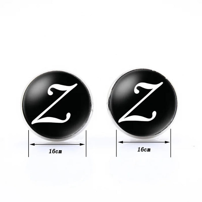 Classic Black Cufflinks For Groom Business 26 Letters Initials Gift