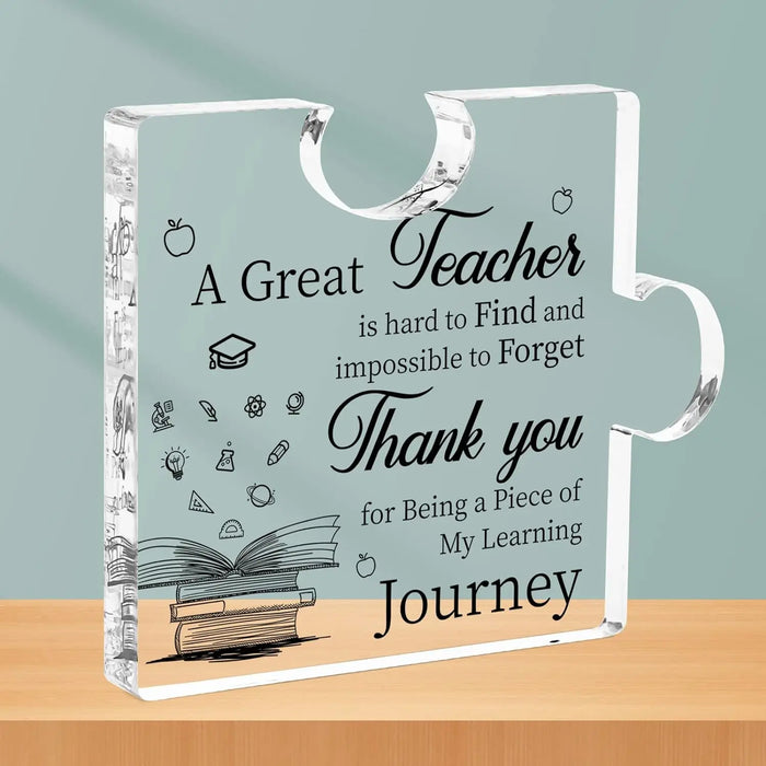 Unique Puzzle Shaped Acrylic Plaque For Teachers Perfect Christmas Gift!