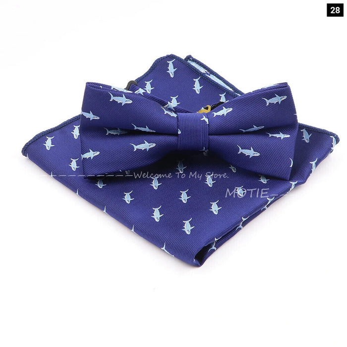 Cartoon Insect Bowtie Set Red Floral Brooches For Men