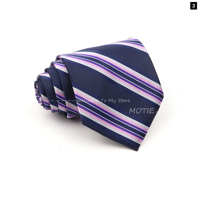 Blue Striped Polyester Tie For Men For Business Weddings And Daily Wear