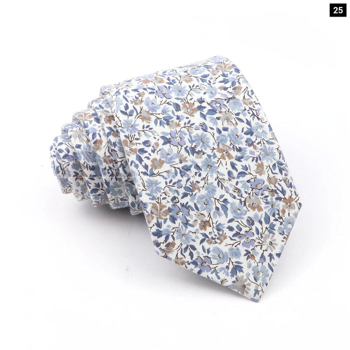 Blue Floral Cotton Ties For Weddings Business And Daily Wear