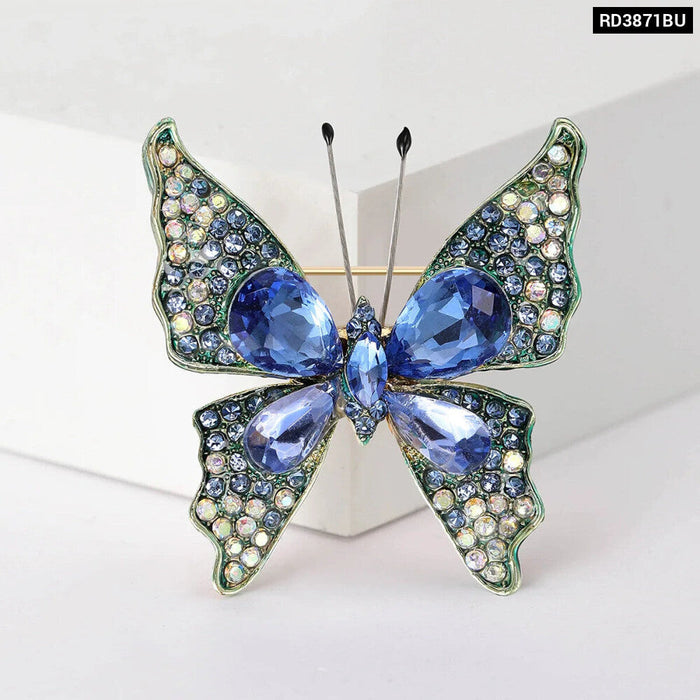 Butterfly Crystal Brooch Pin 4 Colour Rhinestone Luxury Accessory For Clothing