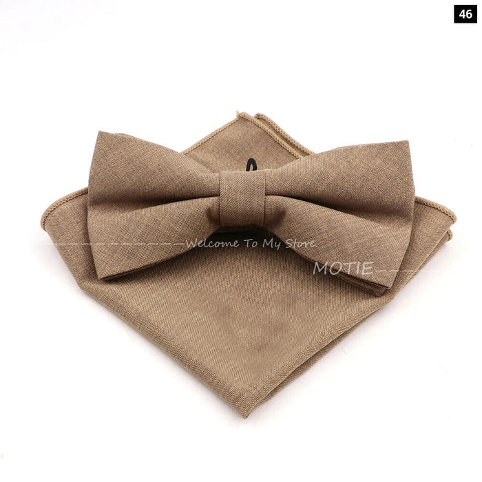 Classic Bowtie Set With Handkerchief Cufflink And Brooch