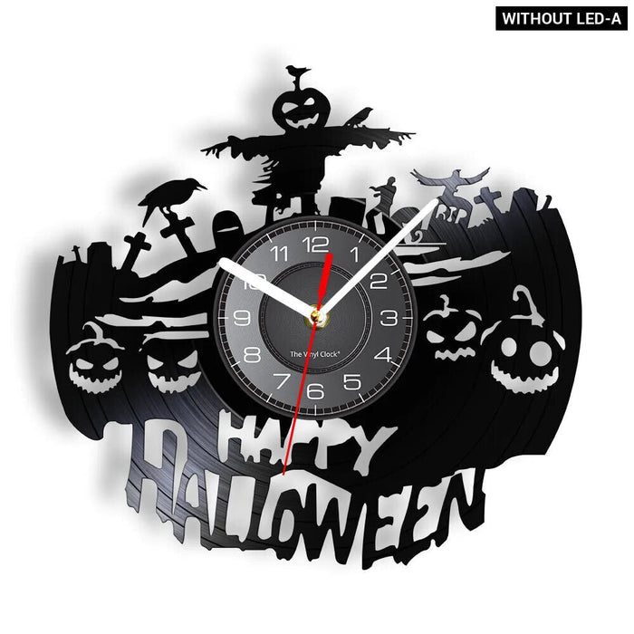 Spooky Halloween Vinyl Record Wall Clock