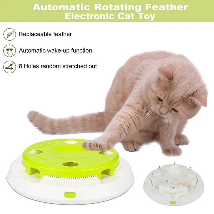 Interactive Cat Toy Electric Flutter Rotating Kitten Exercise Toy With Feather