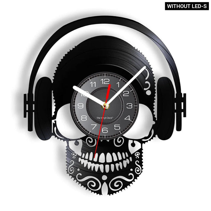 Skull Head Vinyl Record Wall Clock