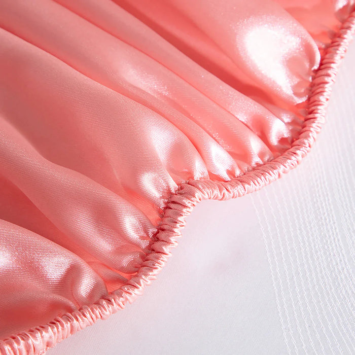 Silky Pink Rayon Satin Fitted Sheet Bedding