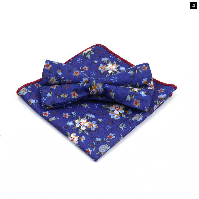 Floral Bow Tie And Handkerchief Set Mens Wedding Accessories