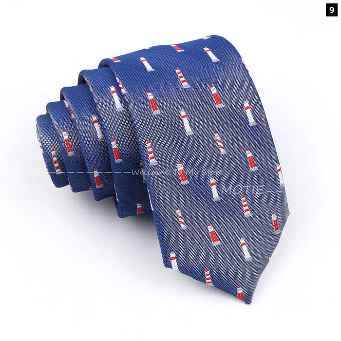 Blue Sailboat Necktie For Men Weddings Parties And Daily Wear