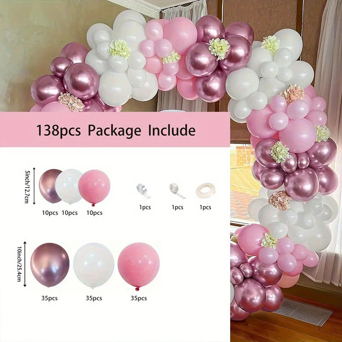 138Pcs Pink Balloon Garland Arch Set - Suitable For Weddings Birthdays Anniversaries Valentine'S Day And Many Other Occasions