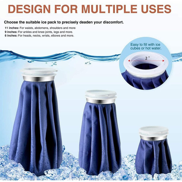 Medical Reusable Ice Cold Hot Water Bag with Elastic Wrap For Injuries Pain Relief