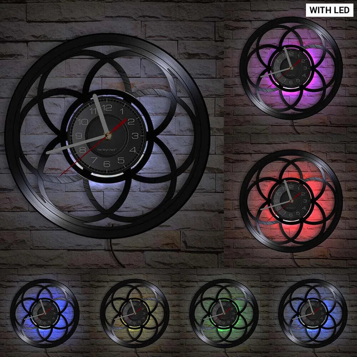 Geometric Flower Of Life Vinyl Wall Clock