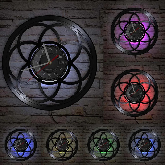 Geometric Flower Of Life Vinyl Wall Clock