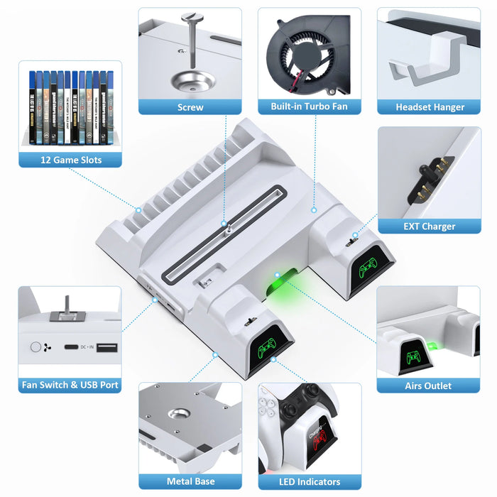 Ps5 Cooling Stand Dual Charger Headset Holder