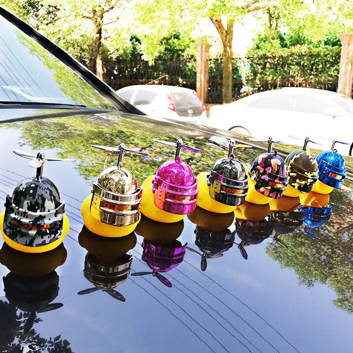 Yellow Duck With Helmet Car Interior Decoration