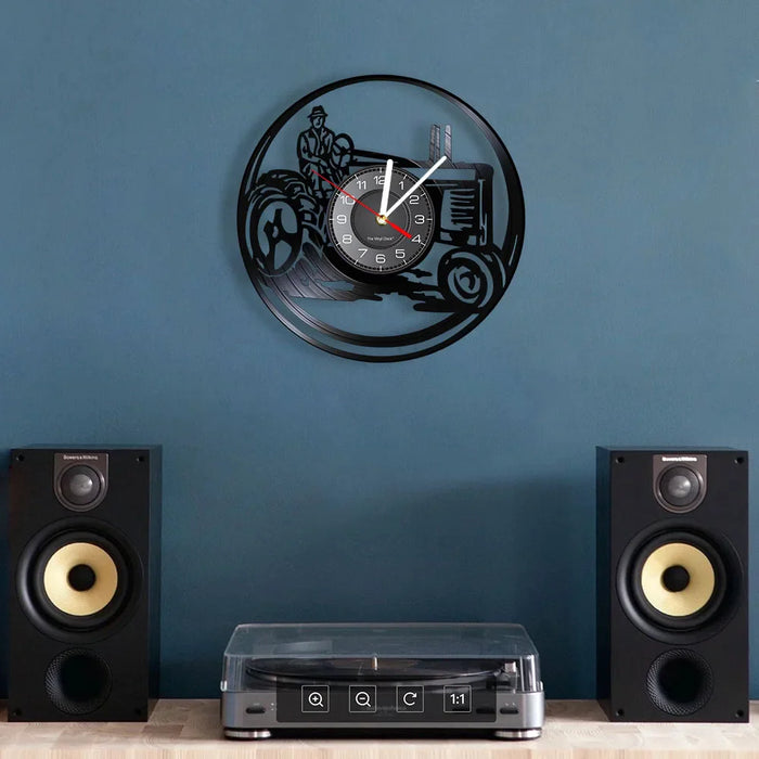 Rustic Vinyl Record Wall Clock