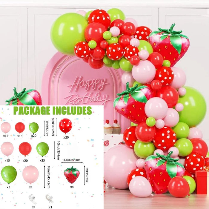 139Pcs Fruit Party Balloon Flower Ring Arch Set Strawberry Berry First Theme Shower Birthday Party Summer Party Decoration
