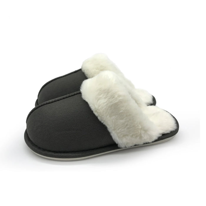 Winter Minimalist Warm And Thick White Plush Womens Slippers