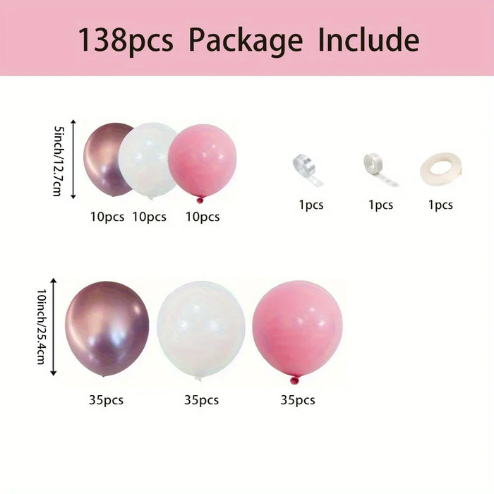 138Pcs Pink Balloon Garland Arch Set - Suitable For Weddings Birthdays Anniversaries Valentine'S Day And Many Other Occasions