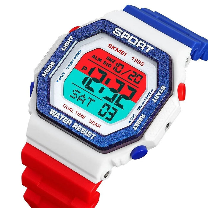 Men's TPU Band Band Digital Date Calendar Display 5ATM 50M Water Resistant Wristwatch